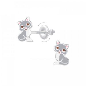 Boucles d'oreilles chaton gris